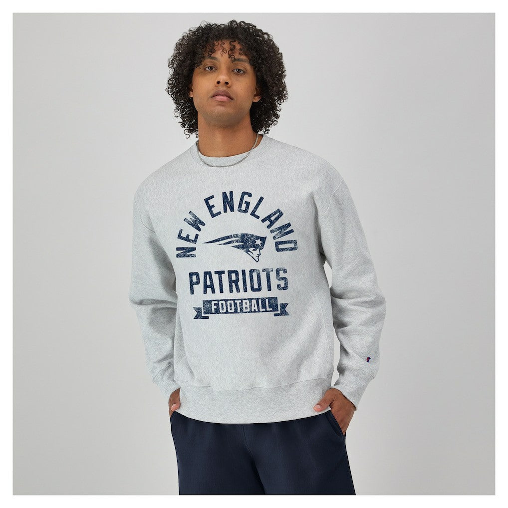 New England Patriots Champion Reverse Weave Fleece Pullover Sweatshirt Heather Gray | NFL