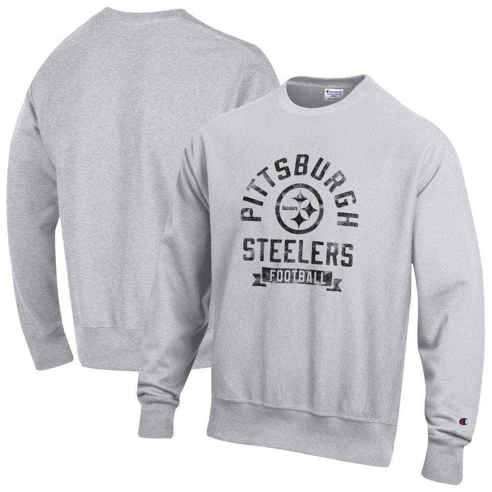 Pittsburgh Steelers Champion Reverse Weave Fleece Pullover Sweatshirt Heather Gray | NFL