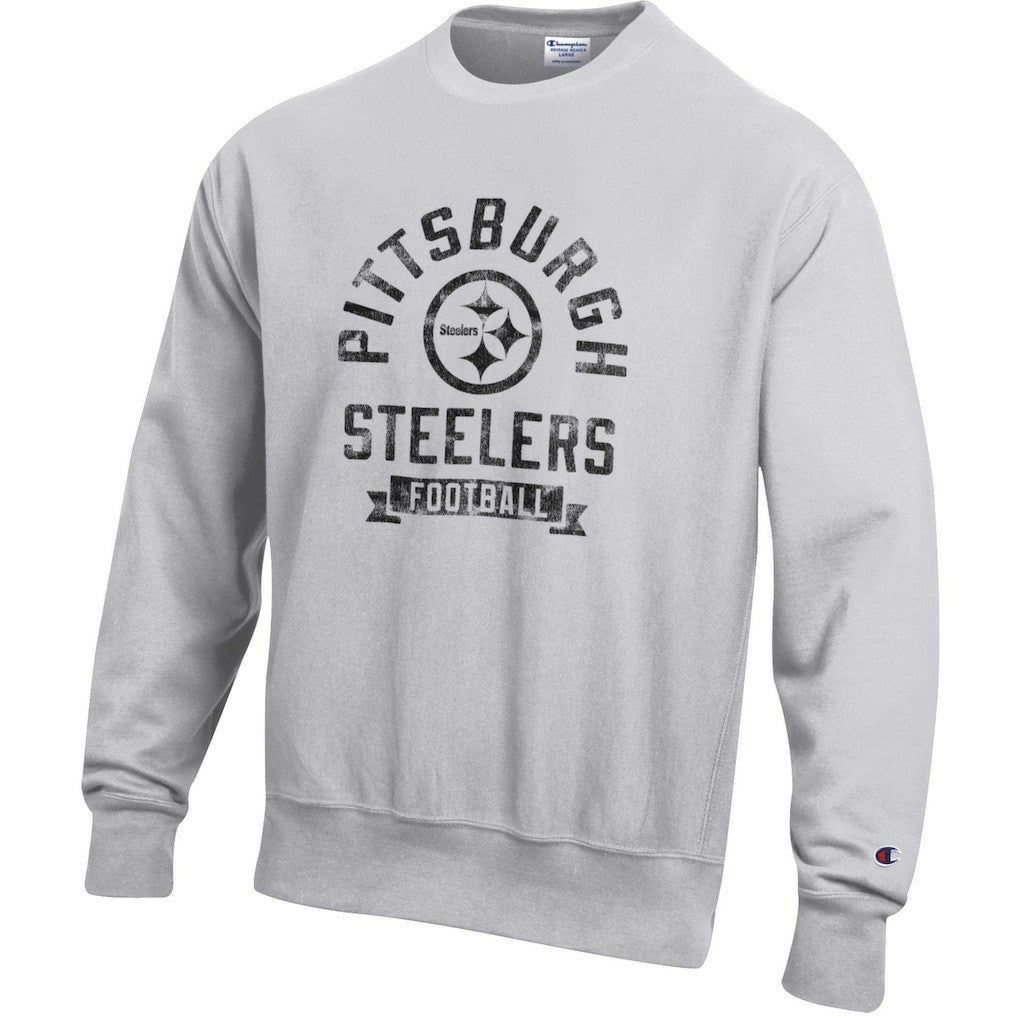Pittsburgh Steelers Champion Reverse Weave Fleece Pullover Sweatshirt Heather Gray | NFL