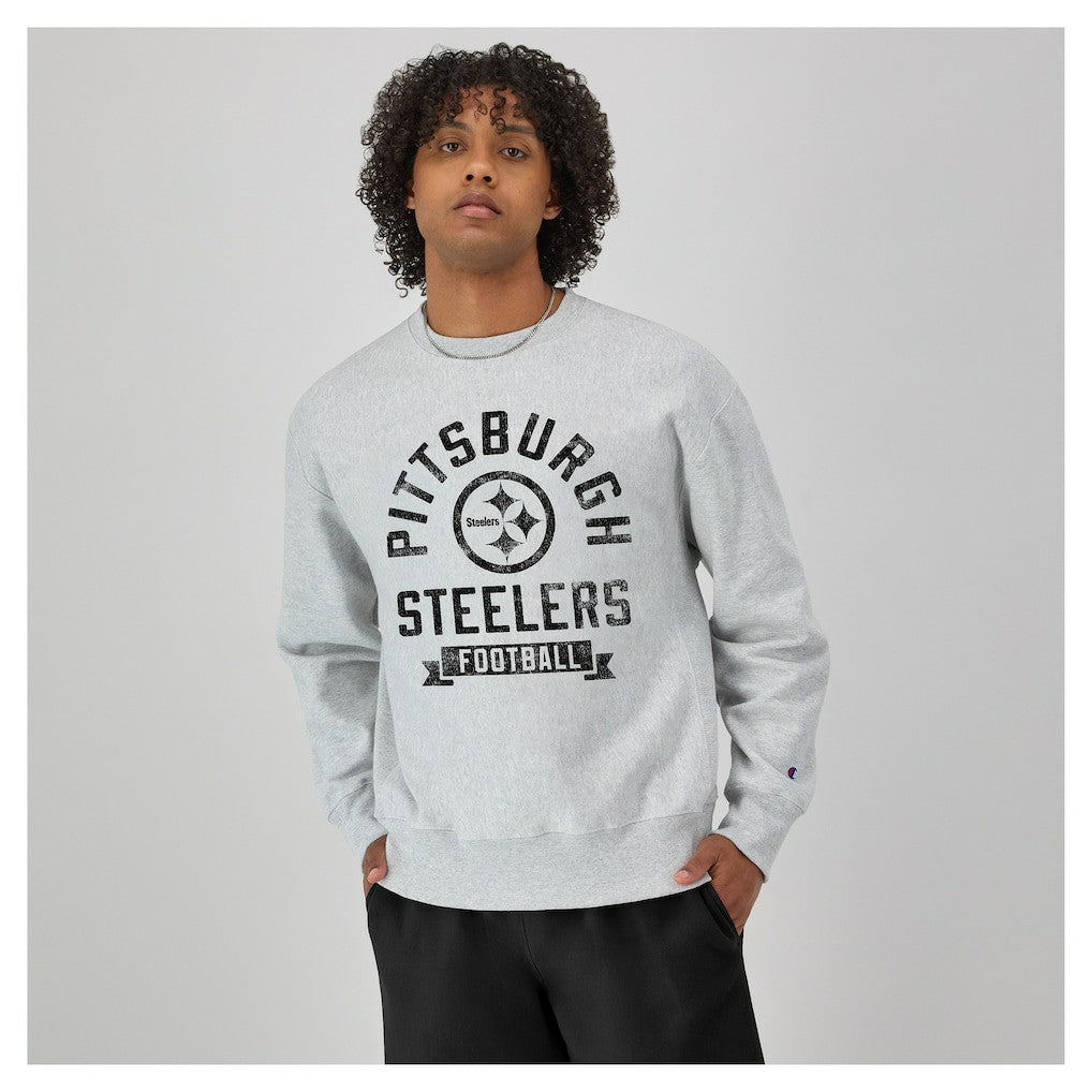 Pittsburgh Steelers Champion Reverse Weave Fleece Pullover Sweatshirt Heather Gray | NFL