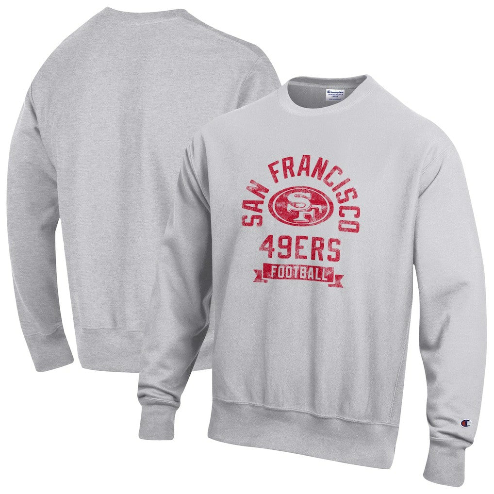 San Francisco 49ers Champion Reverse Weave Fleece Pullover Sweatshirt Heather Gray | NFL