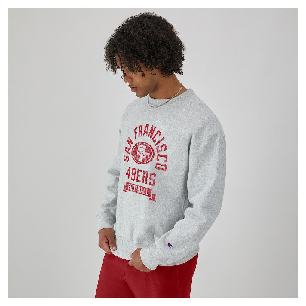 San Francisco 49ers Champion Reverse Weave Fleece Pullover Sweatshirt Heather Gray | NFL