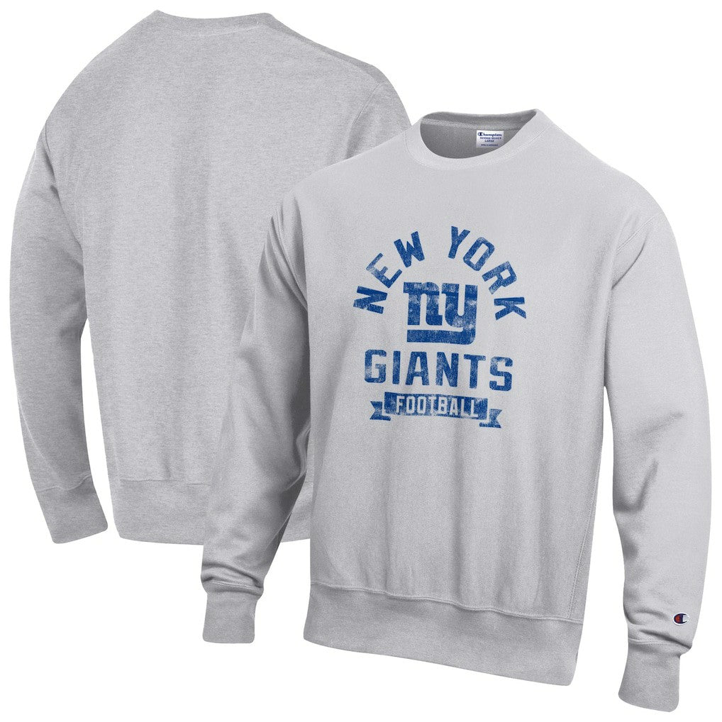 New York Giants Champion Reverse Weave Fleece Pullover Sweatshirt Heather Gray | NFL