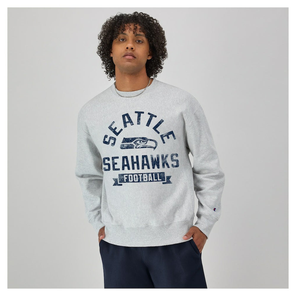 Seattle Seahawks Champion Reverse Weave Fleece Pullover Sweatshirt Heather Gray | NFL