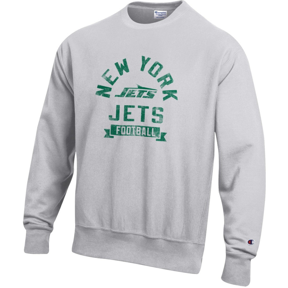 New York Jets Champion Reverse Weave Fleece Pullover Sweatshirt Heather Gray | NFL