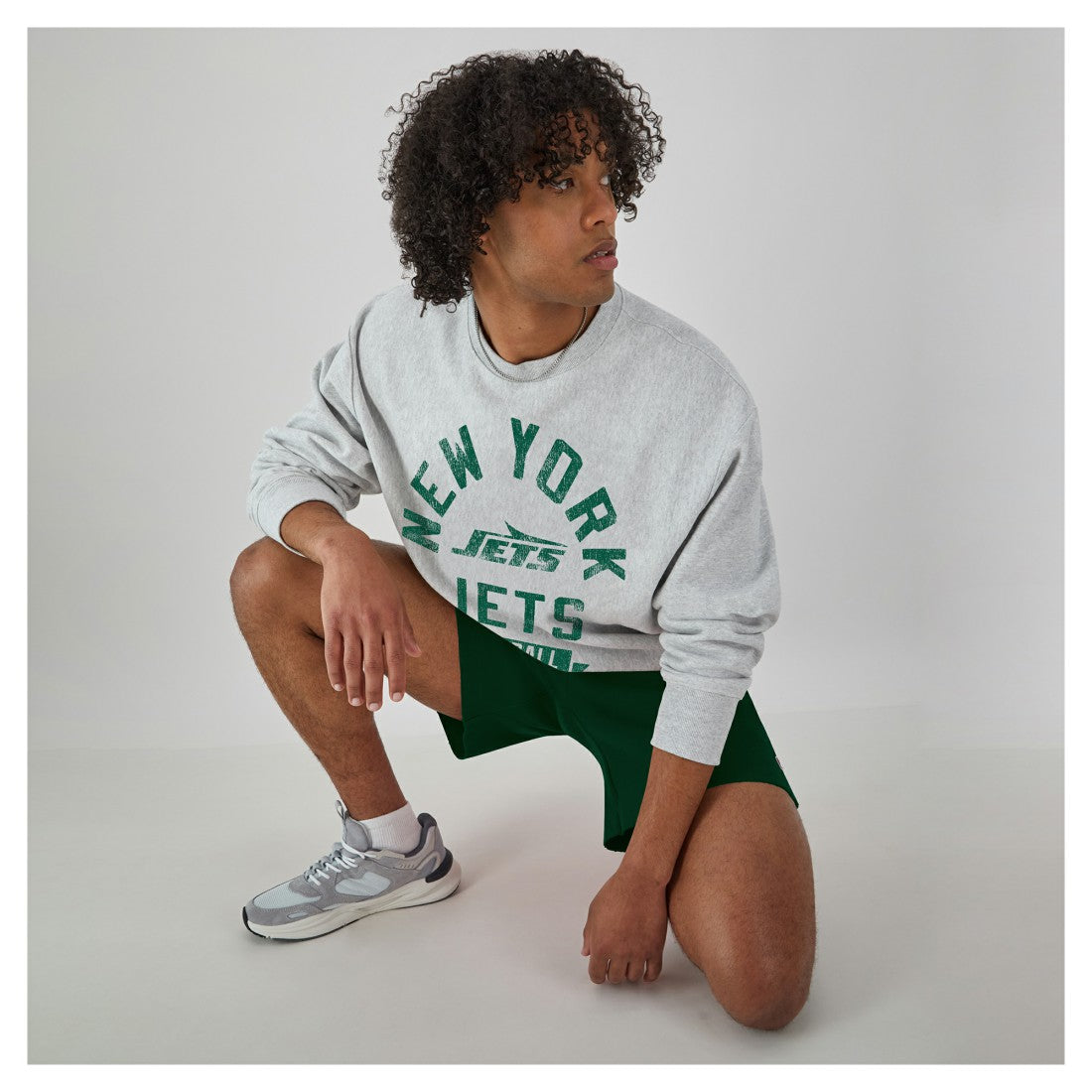 New York Jets Champion Reverse Weave Fleece Pullover Sweatshirt Heather Gray | NFL