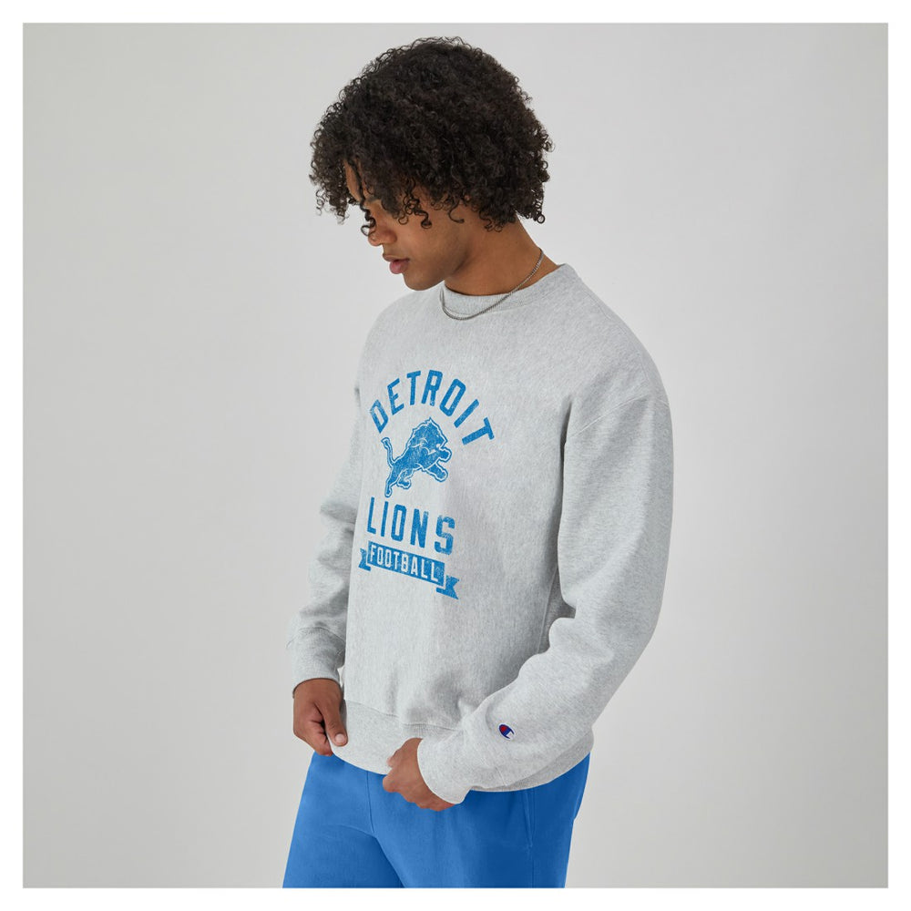 Detroit Lions Champion Reverse Weave Fleece Pullover Sweatshirt Heather Gray | NFL