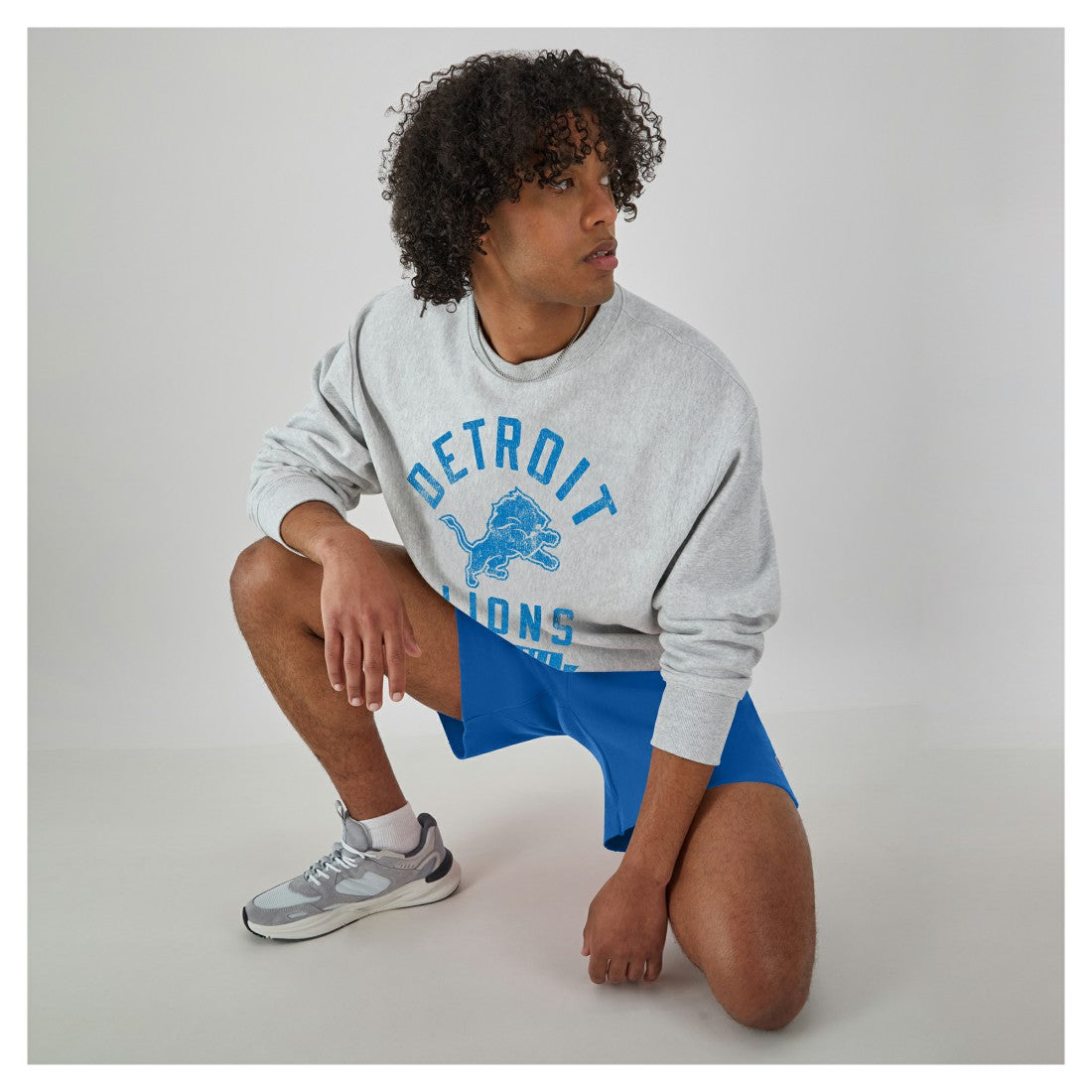 Detroit Lions Champion Reverse Weave Fleece Pullover Sweatshirt Heather Gray | NFL