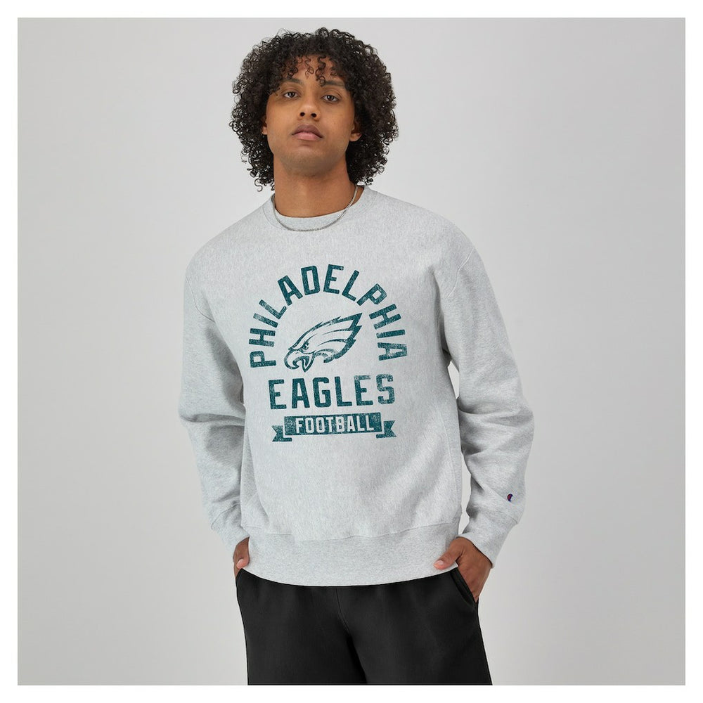 Philadelphia Eagles Champion Reverse Weave Fleece Pullover Sweatshirt Heather Gray | NFL