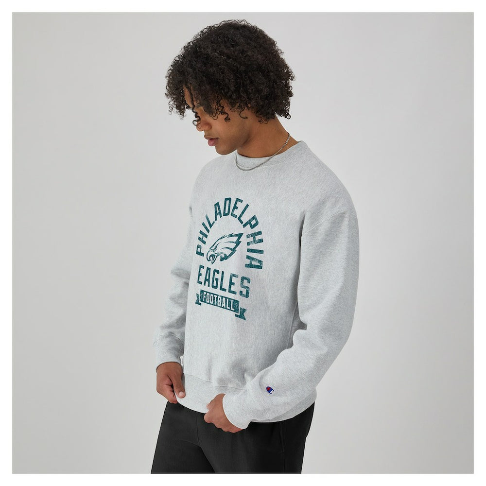 Philadelphia Eagles Champion Reverse Weave Fleece Pullover Sweatshirt Heather Gray | NFL