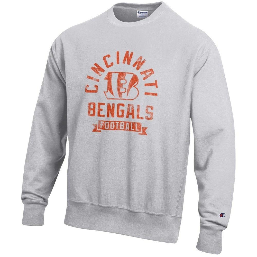 Cincinnati Bengals Champion Reverse Weave Fleece Pullover Sweatshirt Heather Gray | NFL