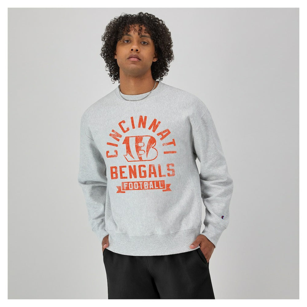 Cincinnati Bengals Champion Reverse Weave Fleece Pullover Sweatshirt Heather Gray | NFL