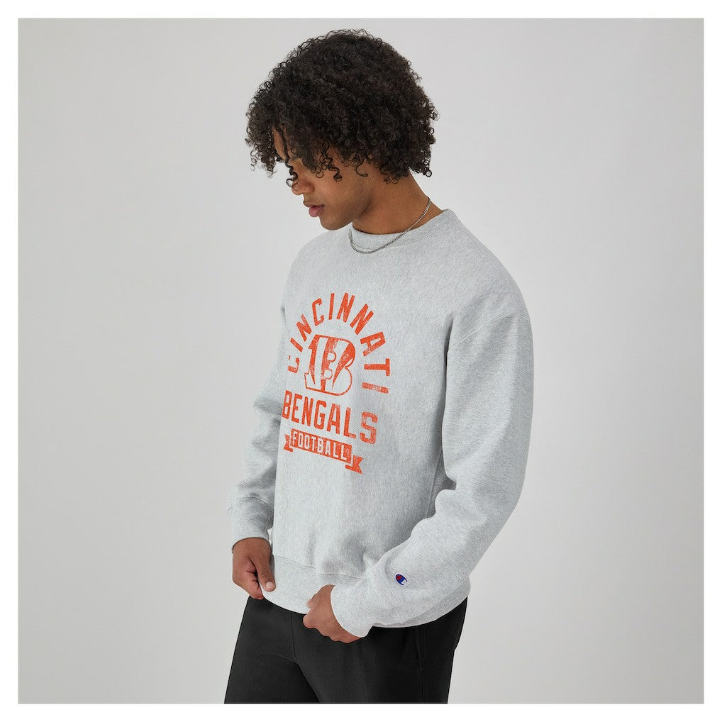 Cincinnati Bengals Champion Reverse Weave Fleece Pullover Sweatshirt Heather Gray | NFL
