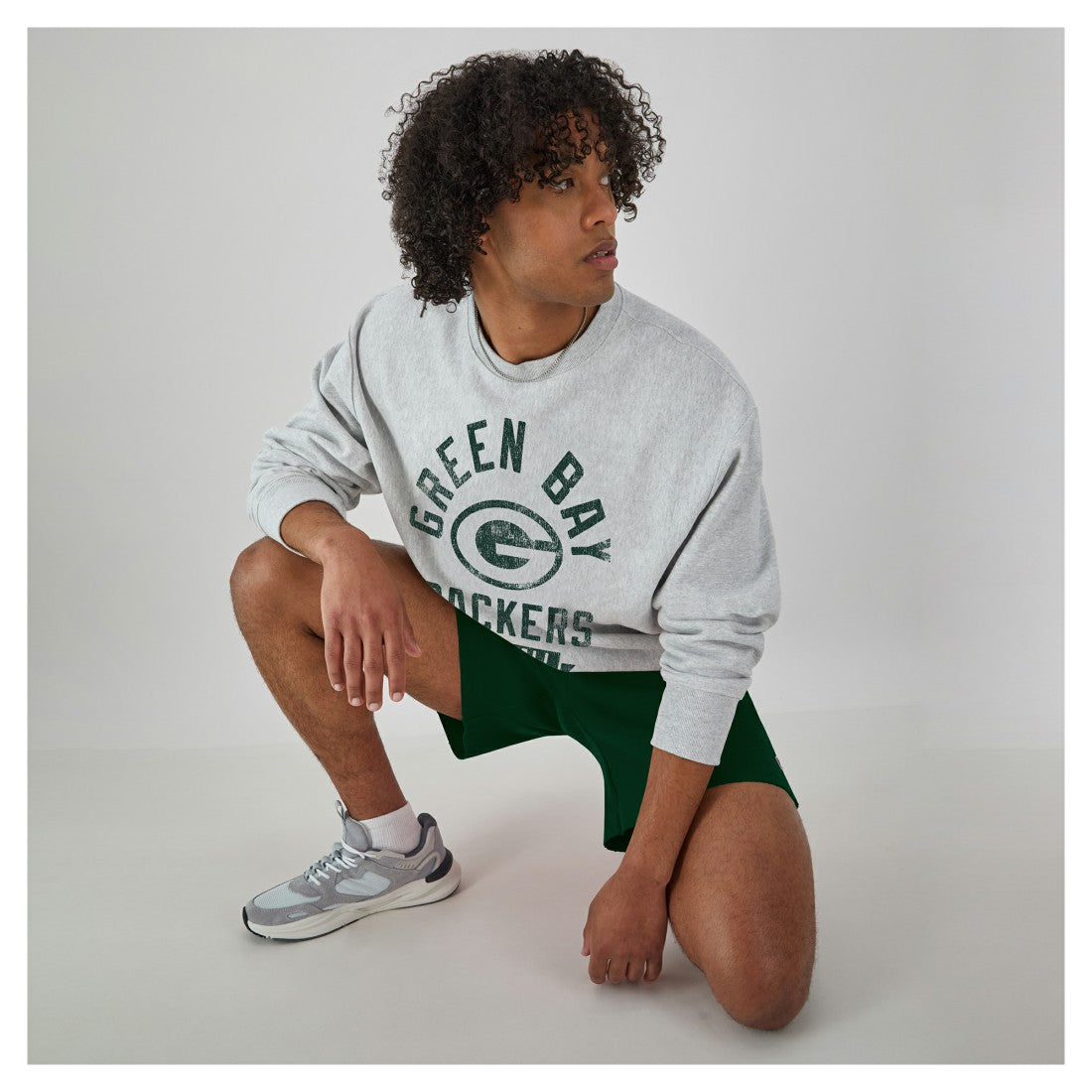 Green Bay Packers Champion Reverse Weave Fleece Pullover Sweatshirt Heather Gray | NFL