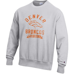 Denver Broncos Champion Reverse Weave Fleece Pullover Sweatshirt Heather Gray | NFL