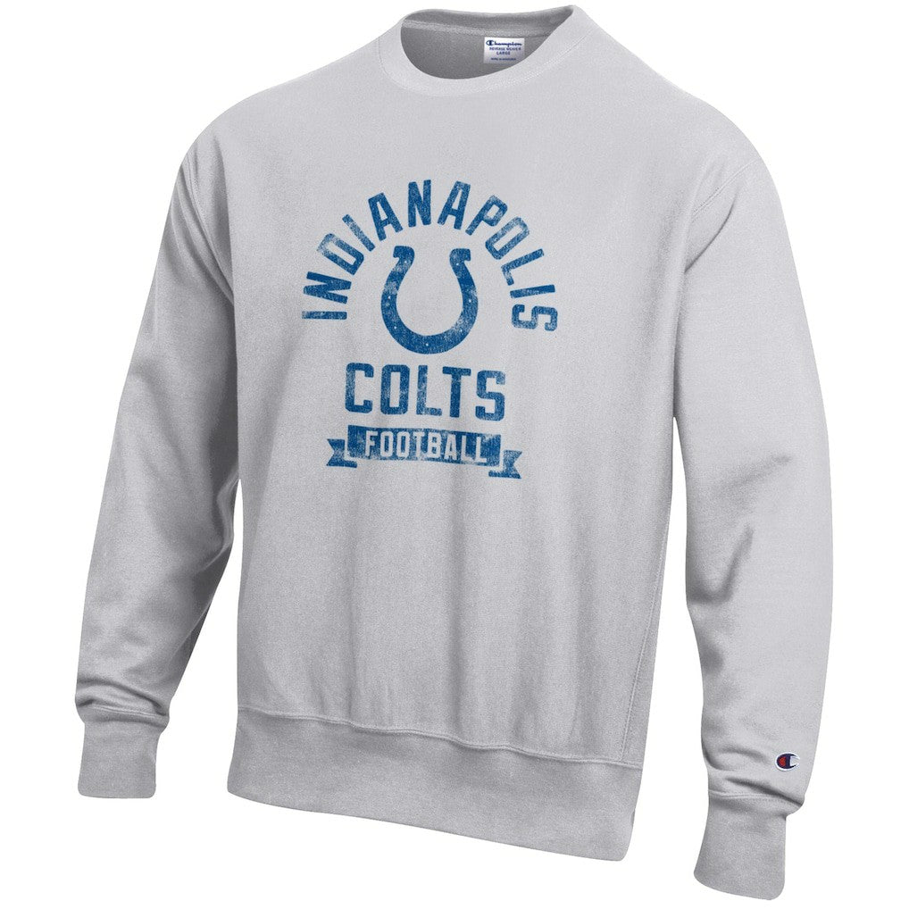 Indianapolis Colts Champion Reverse Weave Fleece Pullover Sweatshirt Heather Gray | NFL