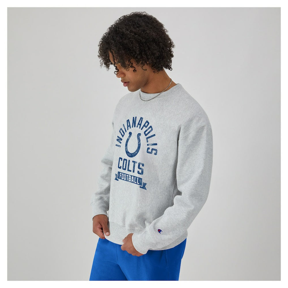 Indianapolis Colts Champion Reverse Weave Fleece Pullover Sweatshirt Heather Gray | NFL