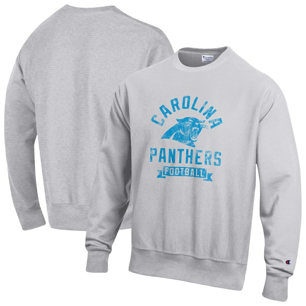 Carolina Panthers Champion Reverse Weave Fleece Pullover Sweatshirt Heather Gray | NFL