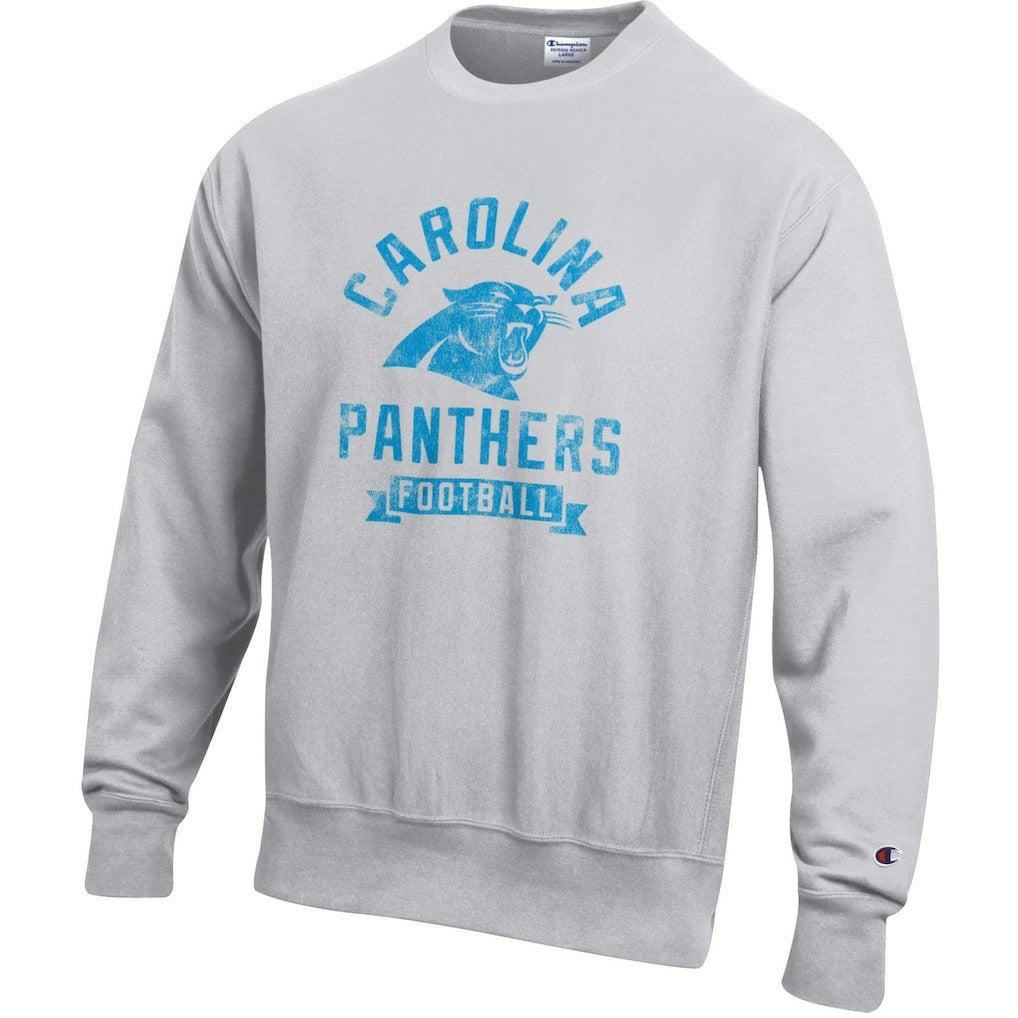Carolina Panthers Champion Reverse Weave Fleece Pullover Sweatshirt Heather Gray | NFL