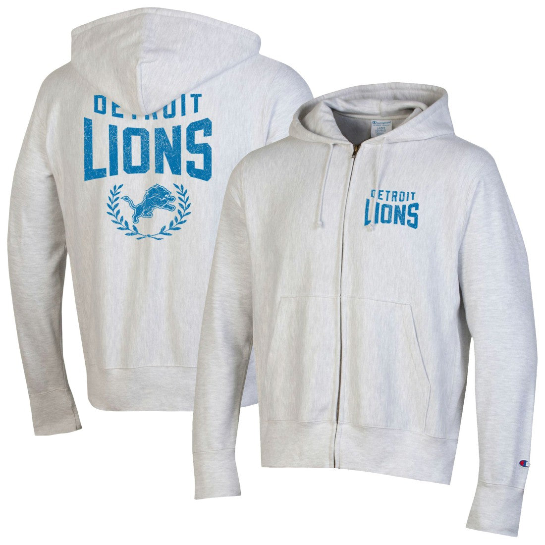 Detroit Lions Champion Reverse Weave Full-Zip Hoodie Heather Gray | NFL