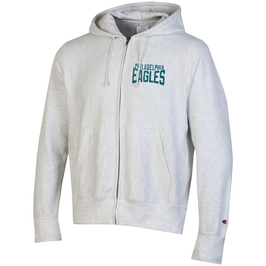 Philadelphia Eagles Champion Reverse Weave Full-Zip Hoodie Heather Gray | NFL