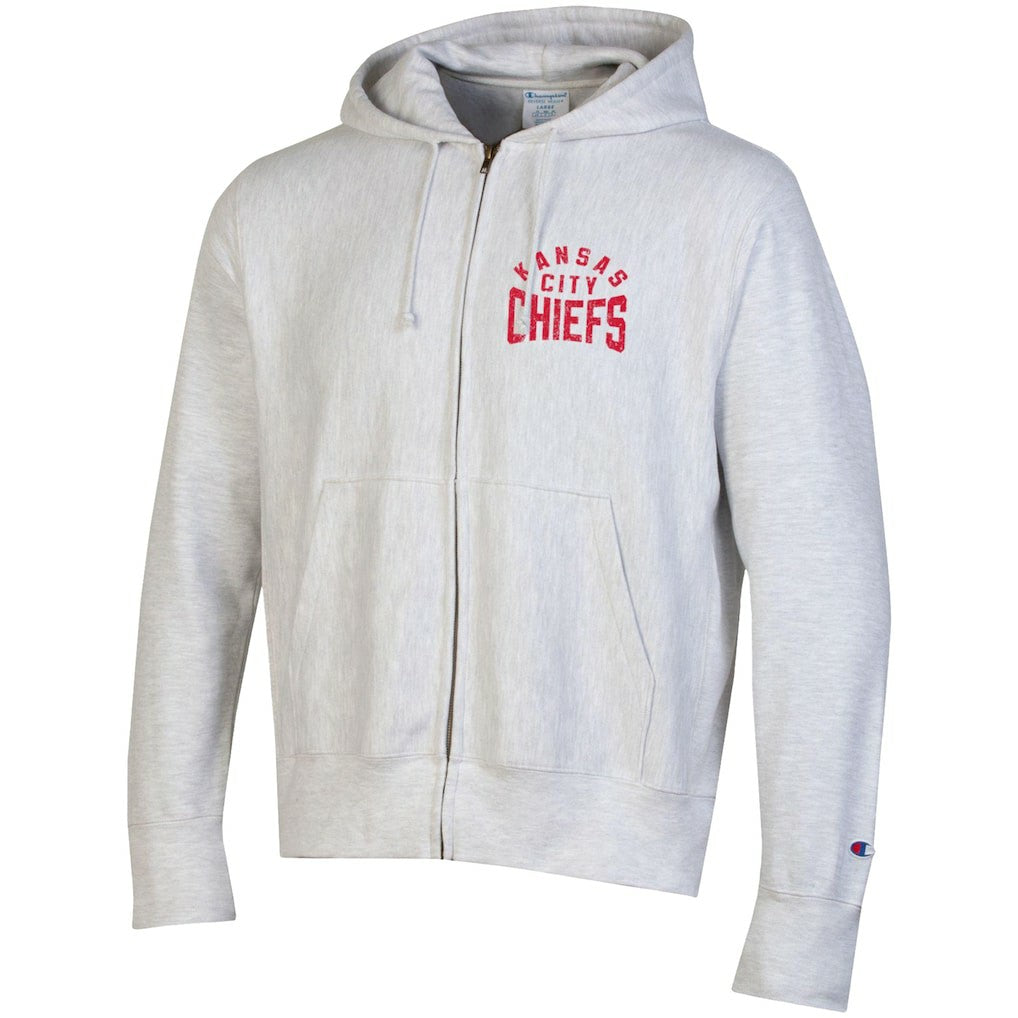 Kansas City Chiefs Champion Reverse Weave Full-Zip Hoodie Heather Gray | NFL
