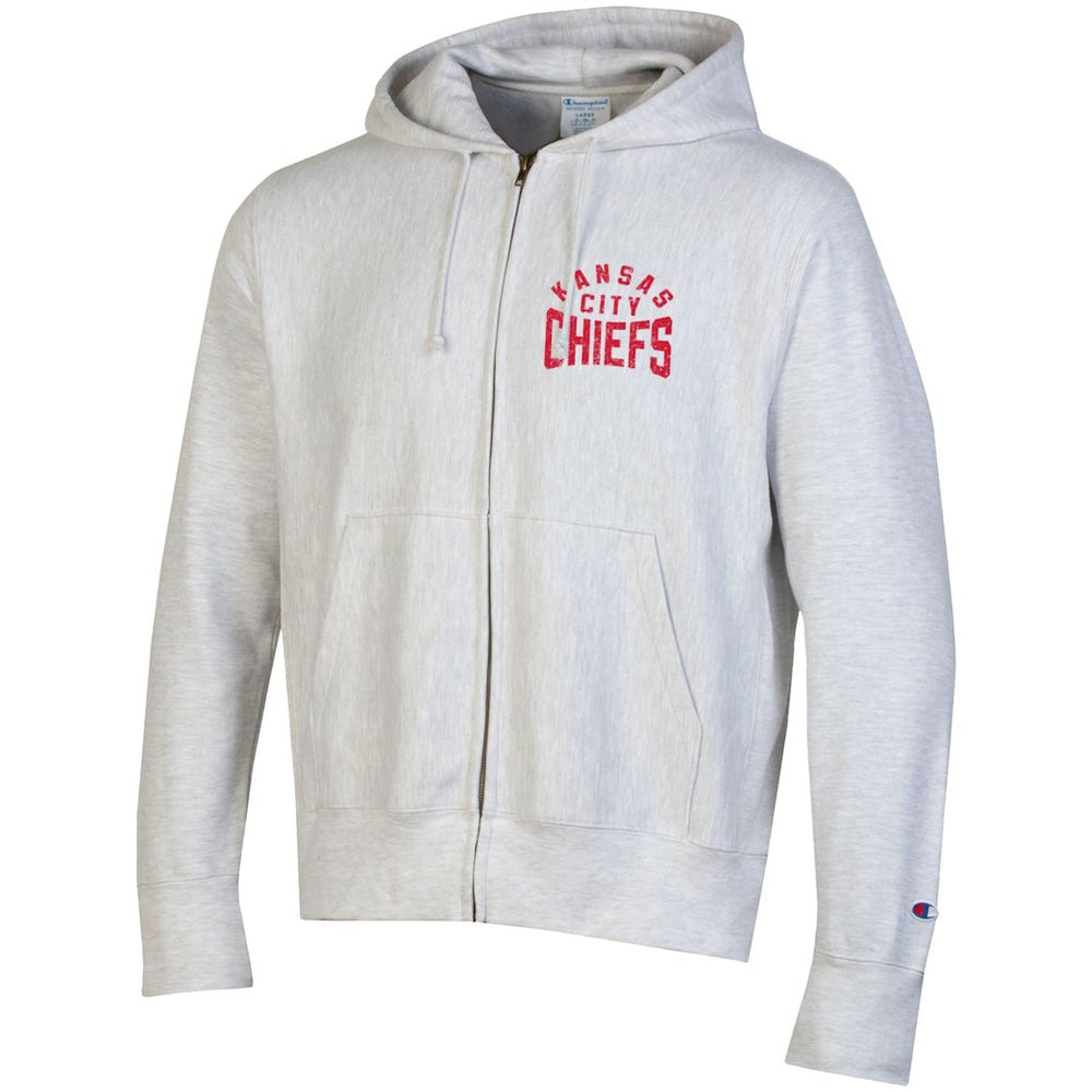Kansas City Chiefs Champion Reverse Weave Full-Zip Hoodie Heather Gray | NFL