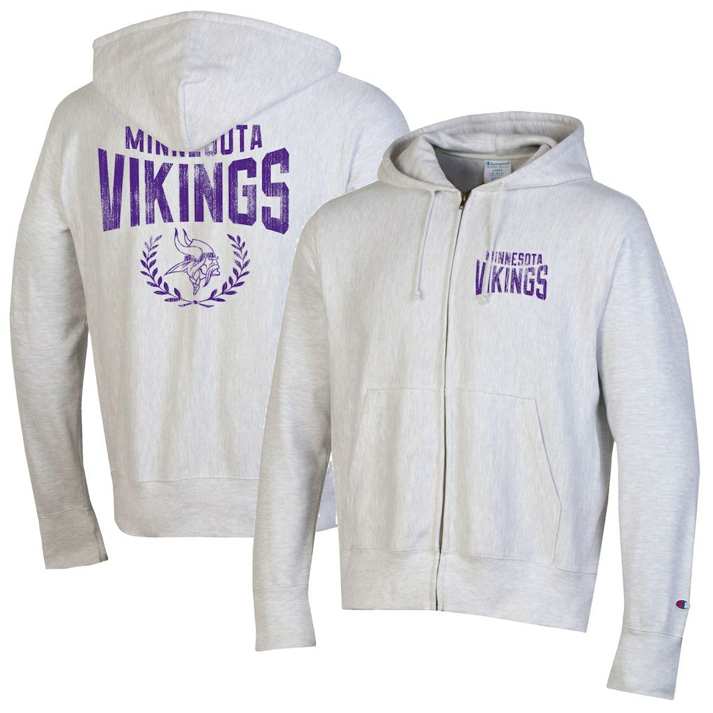 Minnesota Vikings Champion Reverse Weave Full-Zip Hoodie Heather Gray | NFL
