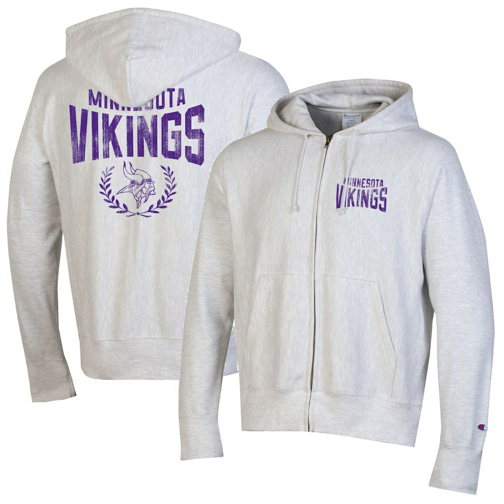 Minnesota Vikings Champion Reverse Weave Full-Zip Hoodie Heather Gray | NFL