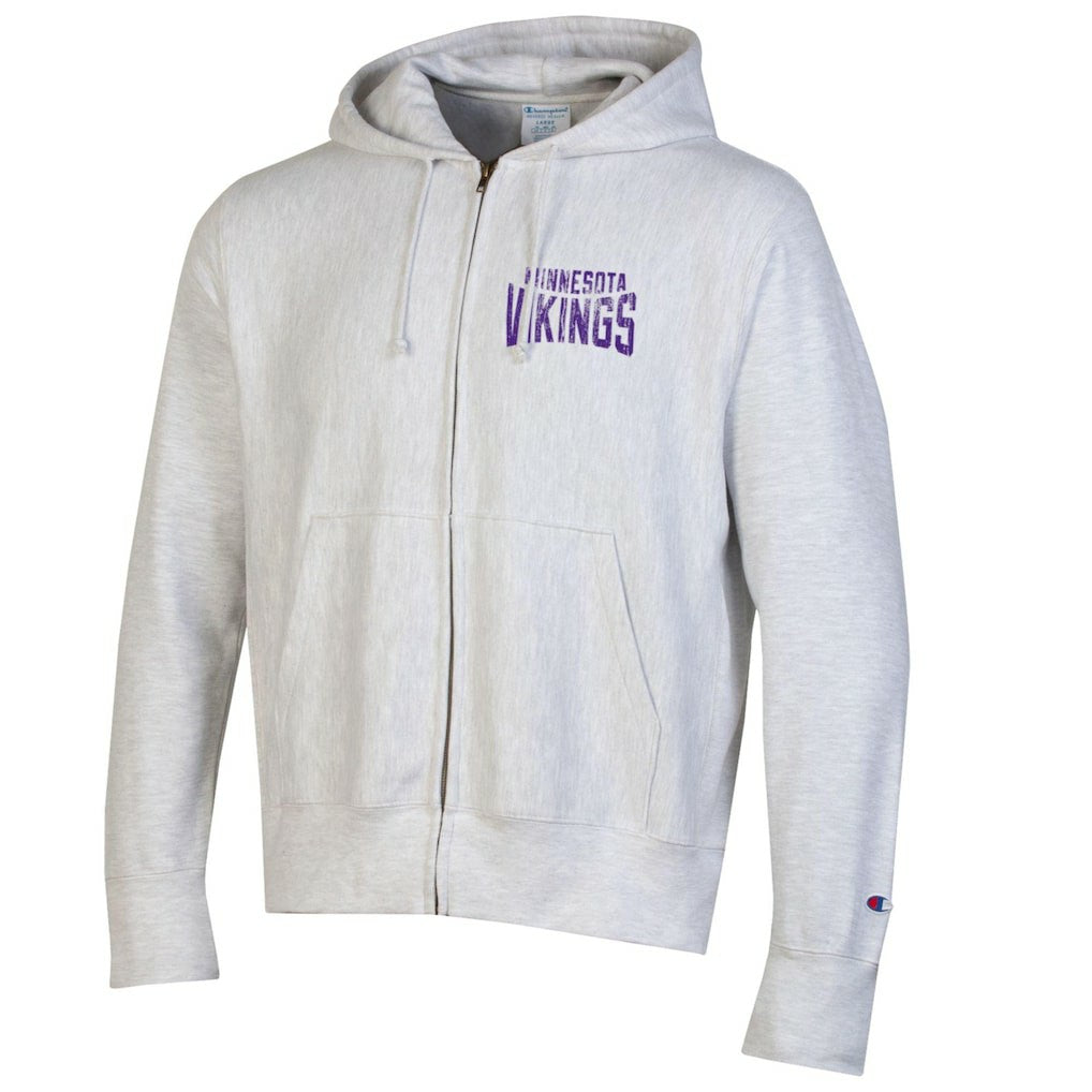 Minnesota Vikings Champion Reverse Weave Full-Zip Hoodie Heather Gray | NFL