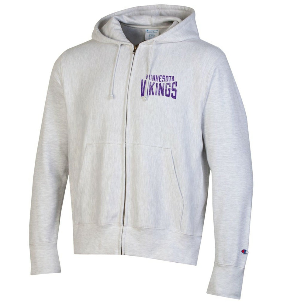 Minnesota Vikings Champion Reverse Weave Full-Zip Hoodie Heather Gray | NFL