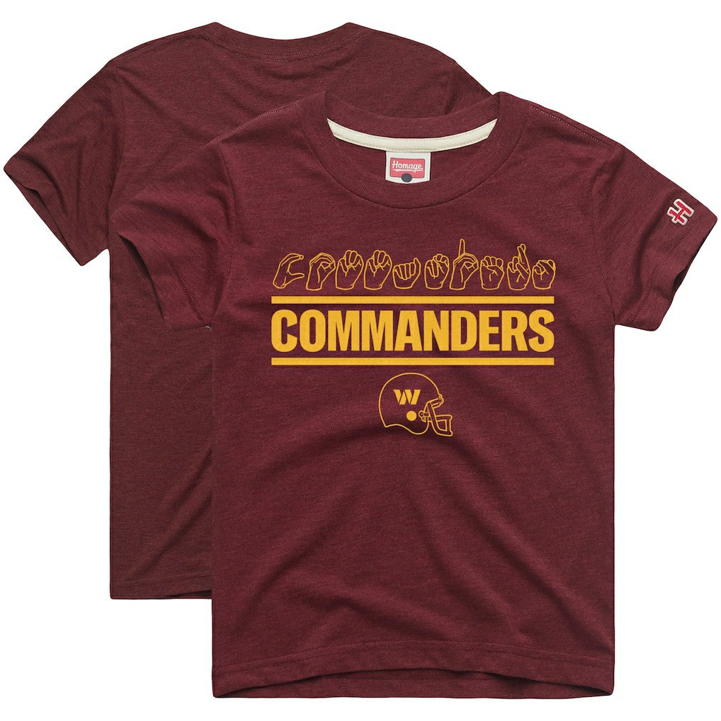 Washington Commanders Homage Youth Love Sign x ASL 2.0 Tri-Blend T-Shirt Burgundy | NFL