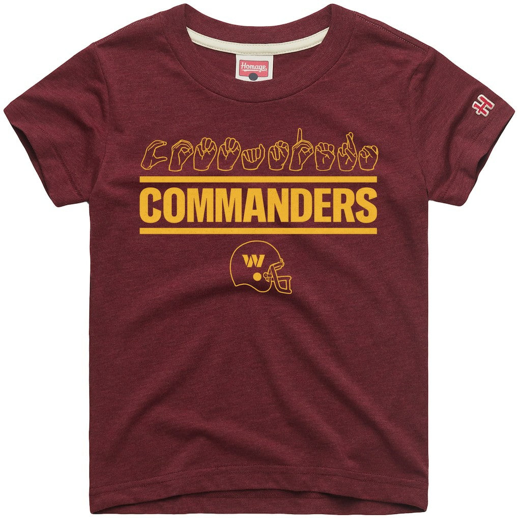 Washington Commanders Homage Youth Love Sign x ASL 2.0 Tri-Blend T-Shirt Burgundy | NFL