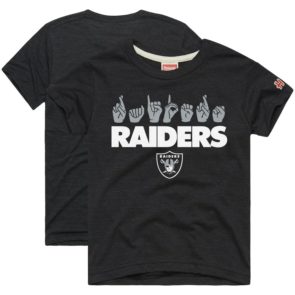 Las Vegas Raiders Homage Youth Love Sign x ASL 2.0 Tri-Blend T-Shirt Charcoal | NFL