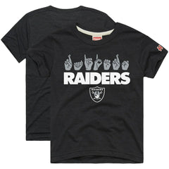 Las Vegas Raiders Homage Youth Love Sign x ASL 2.0 Tri-Blend T-Shirt Charcoal | NFL