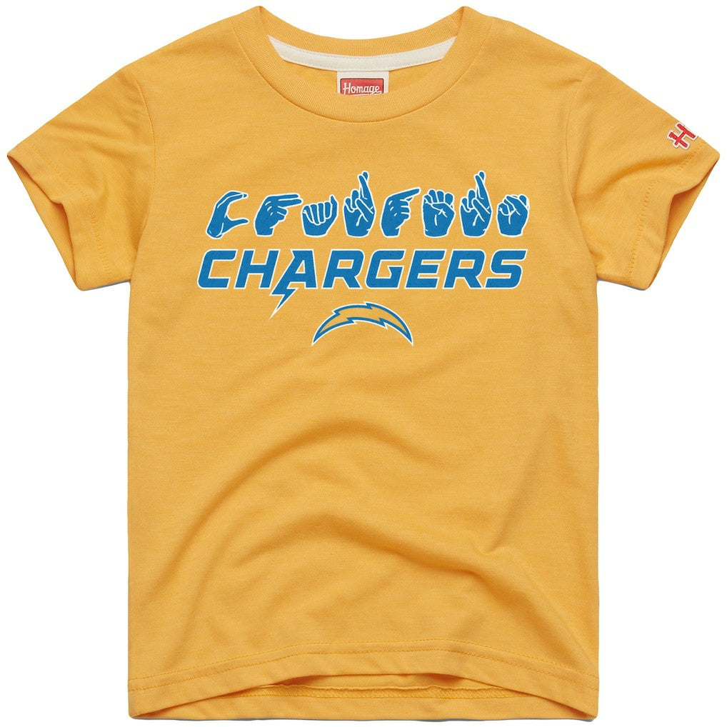 Los Angeles Chargers Homage Youth Love Sign x ASL 2.0 Tri-Blend T-Shirt Gold | NFL
