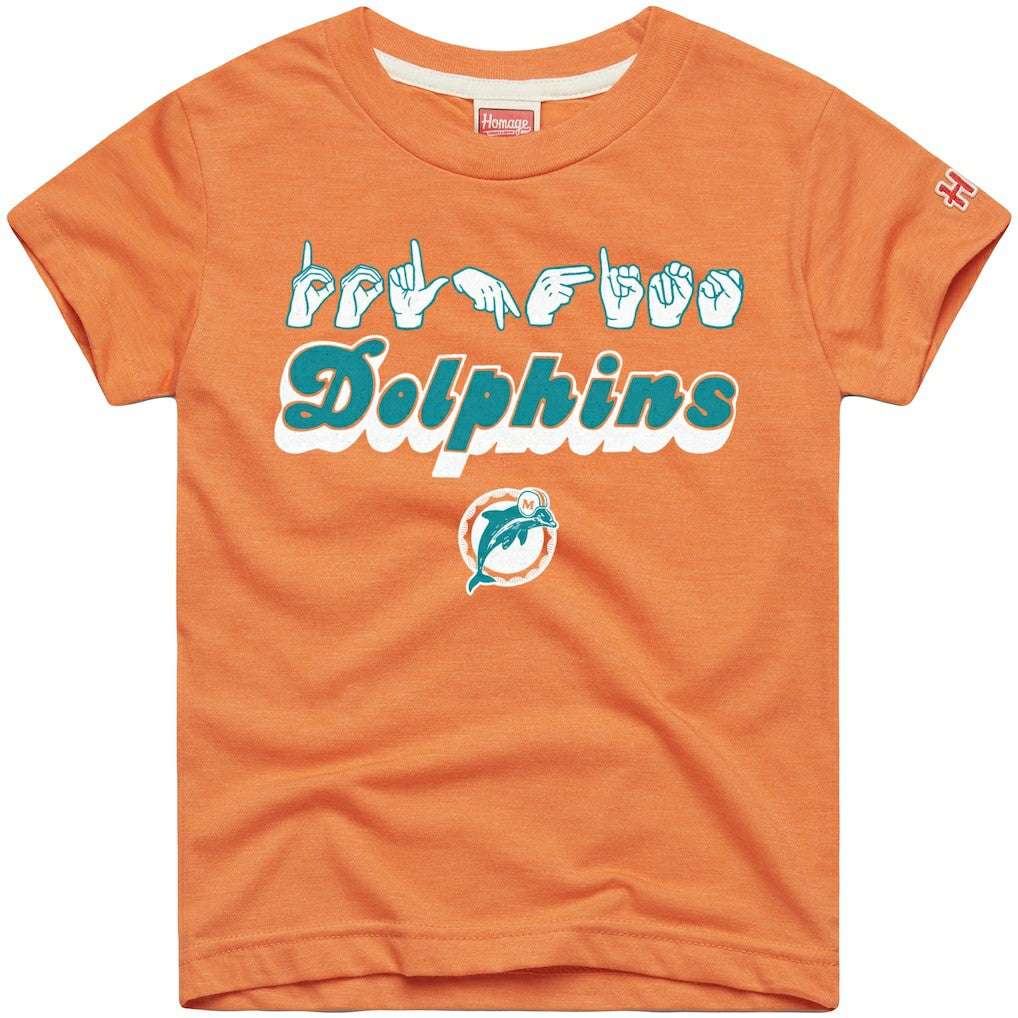 Miami Dolphins Homage Youth Love Sign x ASL 2.0 Tri-Blend T-Shirt Orange | NFL