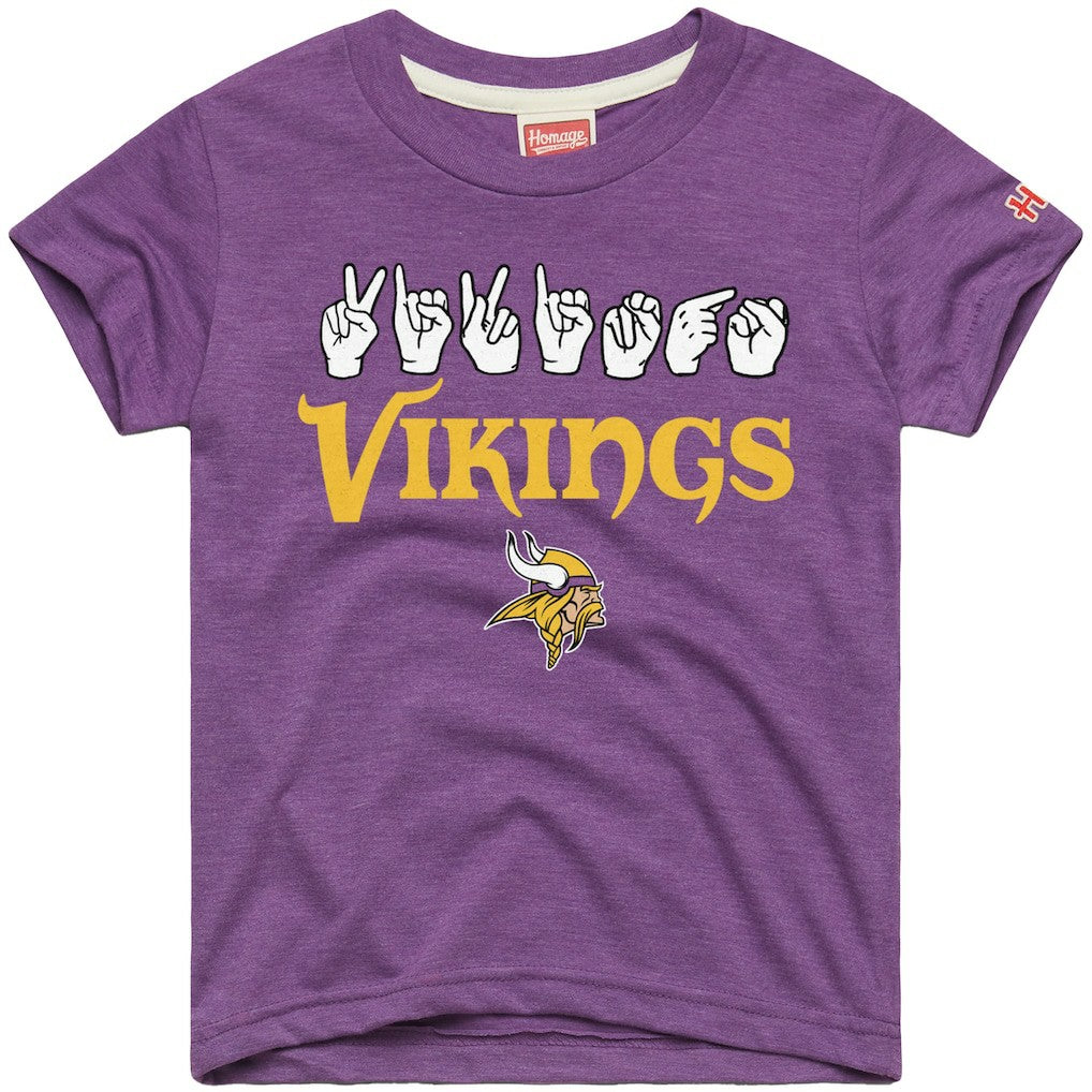 Minnesota Vikings Homage Youth Love Sign x ASL 2.0 Tri-Blend T-Shirt Purple | NFL