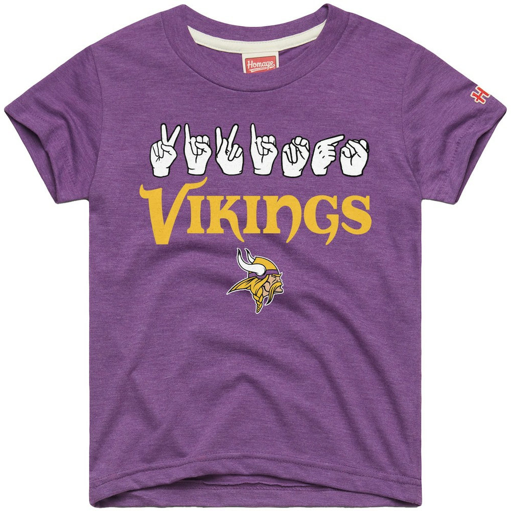 Minnesota Vikings Homage Youth Love Sign x ASL 2.0 Tri-Blend T-Shirt Purple | NFL