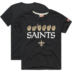 New Orleans Saints Homage Youth Love Sign x ASL 2.0 Tri-Blend T-Shirt Charcoal | NFL