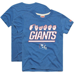 New York Giants Homage Youth Love Sign x ASL 2.0 Tri-Blend T-Shirt Royal | NFL