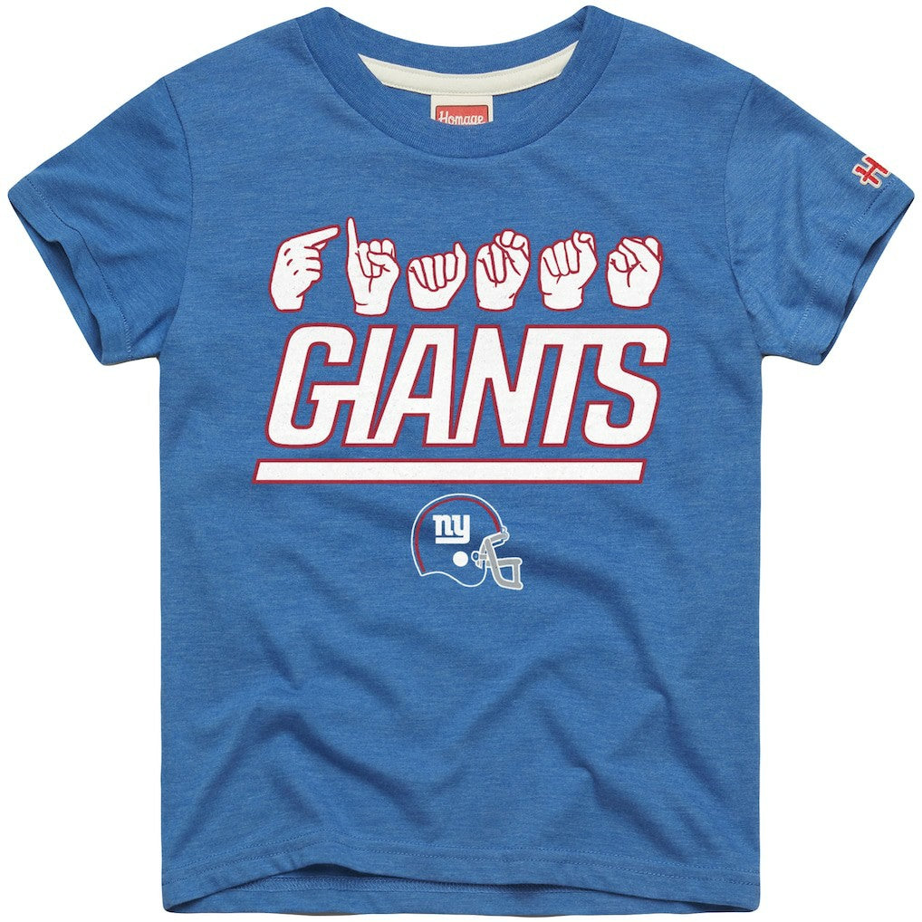 New York Giants Homage Youth Love Sign x ASL 2.0 Tri-Blend T-Shirt Royal | NFL
