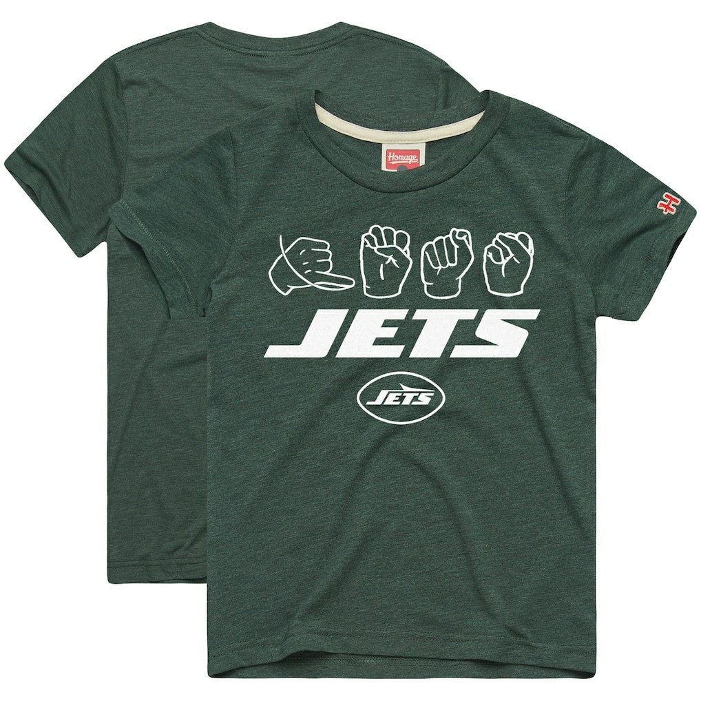 New York Jets Homage Youth Love Sign x ASL 2.0 Tri-Blend T-Shirt Green | NFL