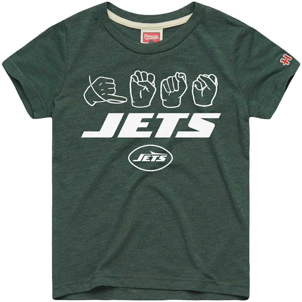 New York Jets Homage Youth Love Sign x ASL 2.0 Tri-Blend T-Shirt Green | NFL