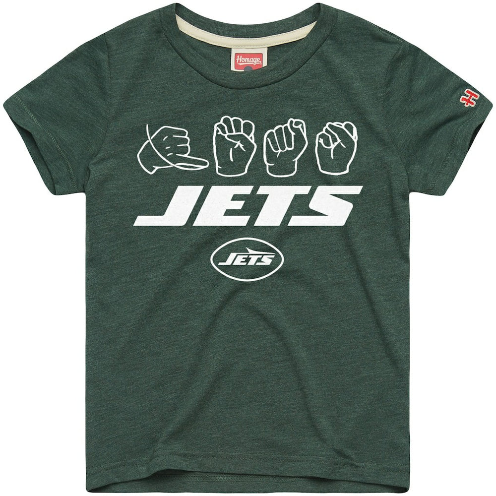 New York Jets Homage Youth Love Sign x ASL 2.0 Tri-Blend T-Shirt Green | NFL