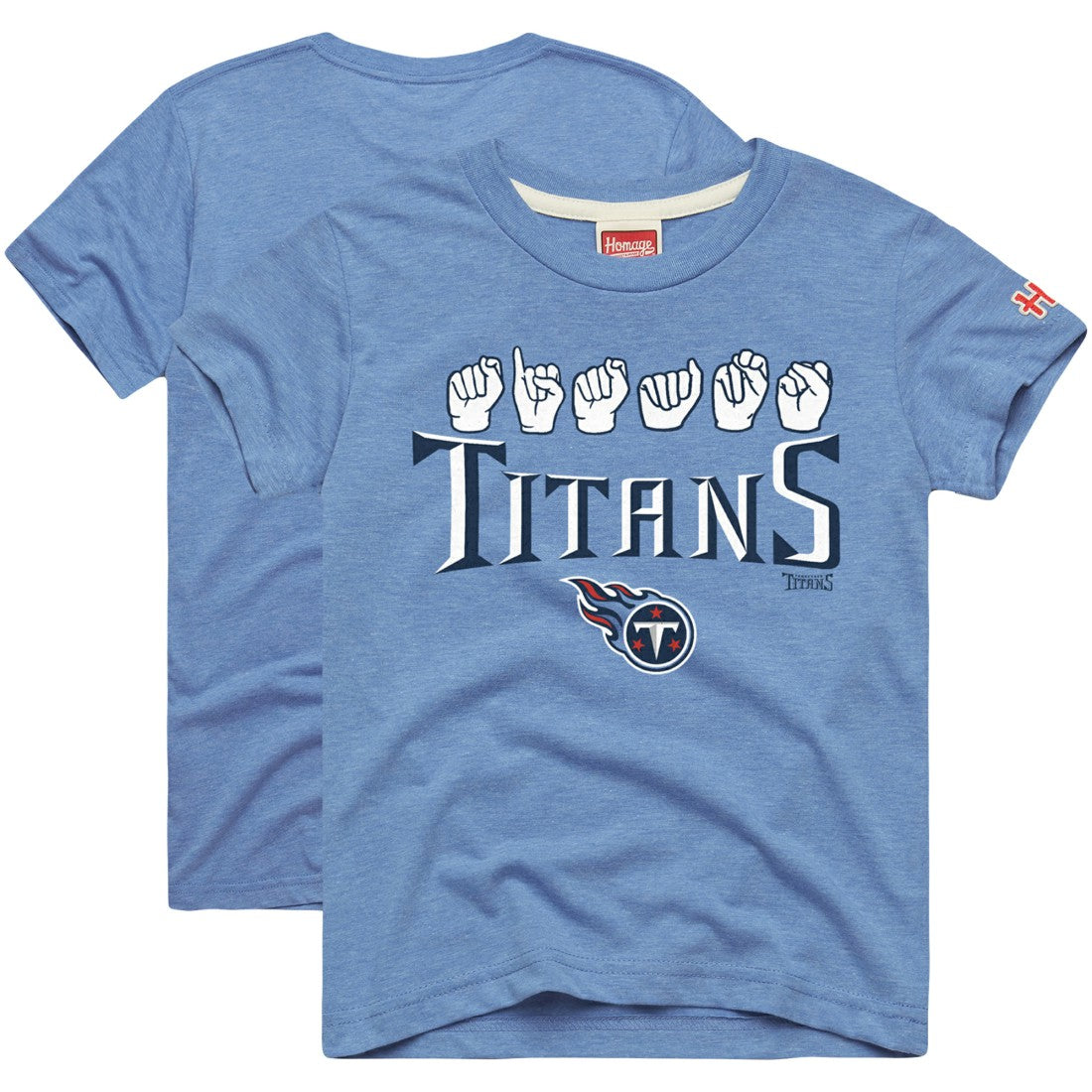 Tennessee Titans Homage Youth Love Sign x ASL 2.0 Tri-Blend T-Shirt Light Blue | NFL