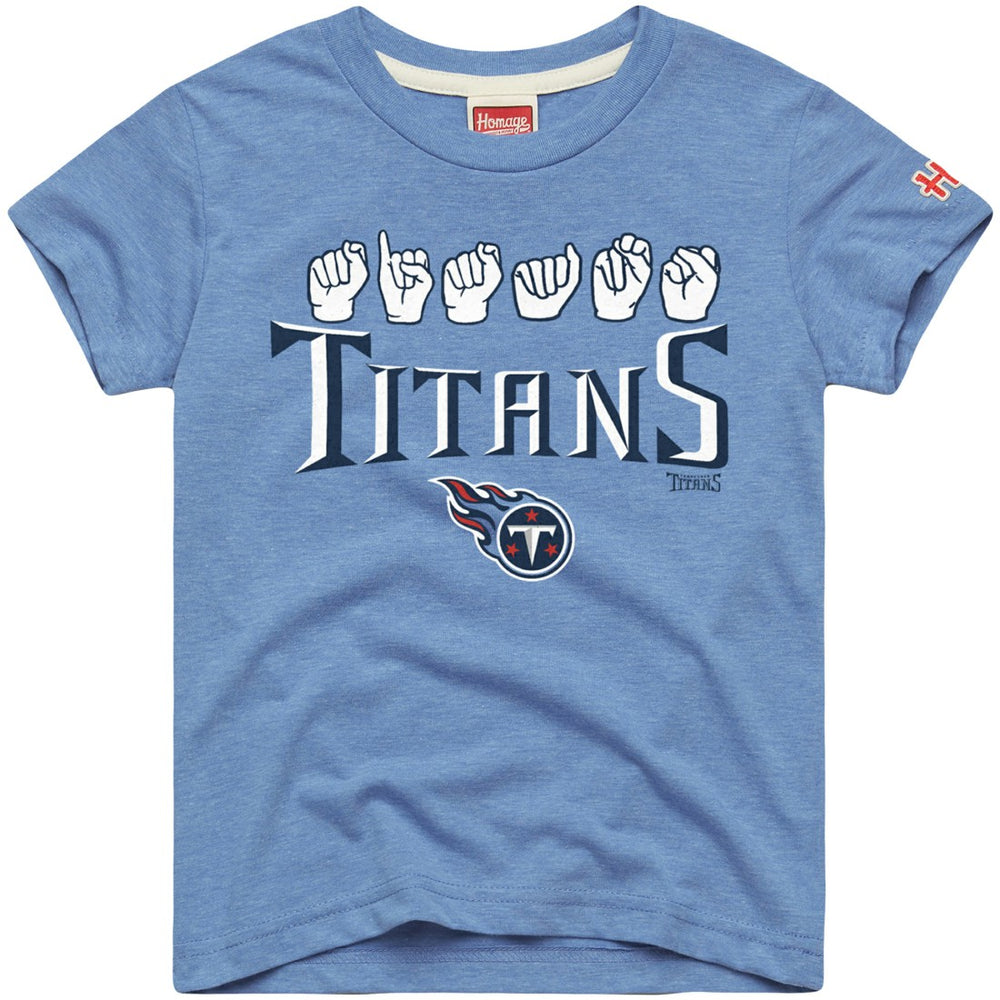 Tennessee Titans Homage Youth Love Sign x ASL 2.0 Tri-Blend T-Shirt Light Blue | NFL