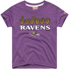 Baltimore Ravens Homage Youth Love Sign x ASL 2.0 Tri-Blend T-Shirt Purple | NFL