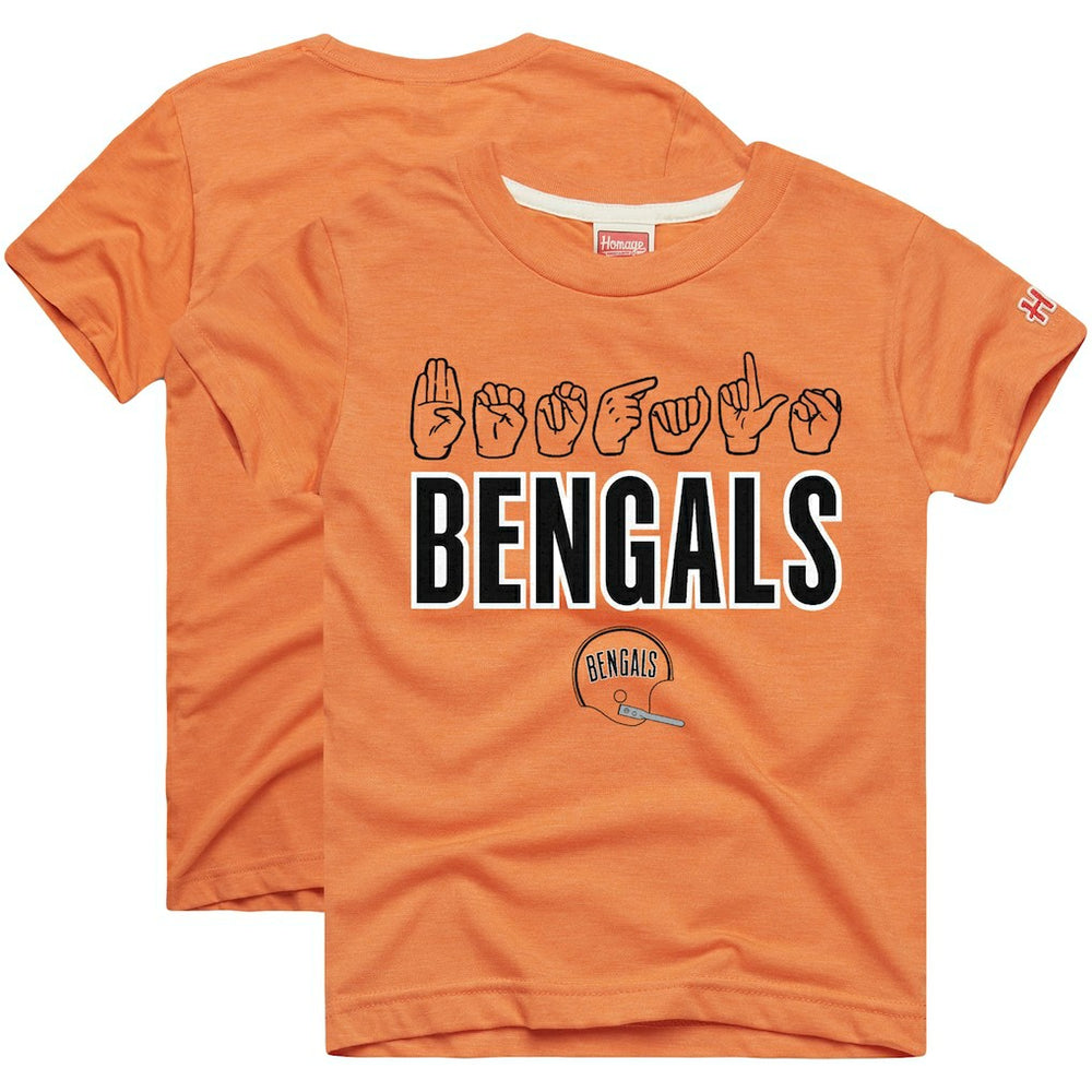Cincinnati Bengals Homage Youth Love Sign x ASL 2.0 Tri-Blend T-Shirt Orange | NFL