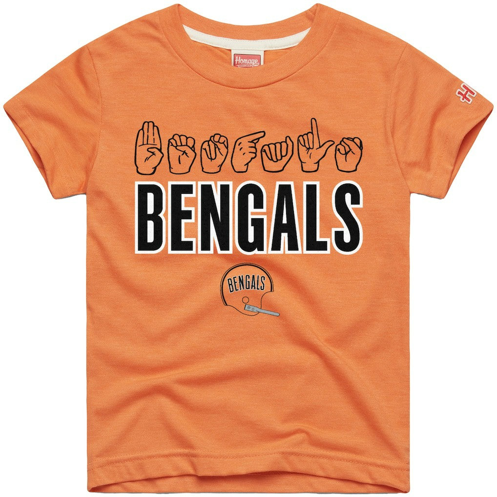 Cincinnati Bengals Homage Youth Love Sign x ASL 2.0 Tri-Blend T-Shirt Orange | NFL